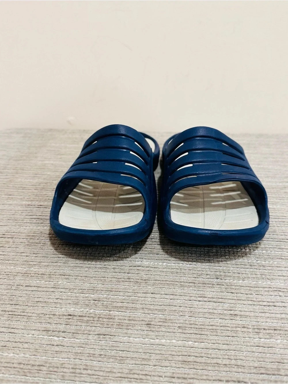 Vintage Nike Slides Y2K Navy Blue Grey Yellow Swoosh Men's 9 / Women's 11 Rare